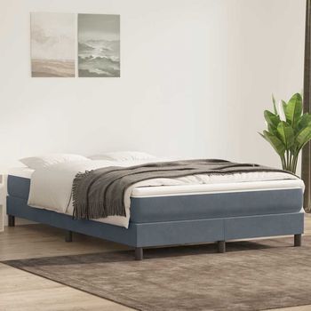 Cama Matrimonial | Cama Para Adultos | Cama Box Spring Sin Colchón Gris Oscuro Terciopelo 160x220 Cm Cfw5424486