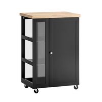 sobuy carrito de cocina con ruedas y estanteria lateral negro 60x92x45cm fkw75-sch