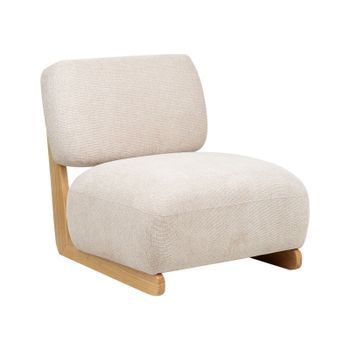 Sillón Retro Sin Reposabrazos Patas De Madera Maciza Tapicería De Tela Beige Claro Kokkola