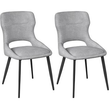 Juego De 2 Sillas De Comedor O Cocina, Con Asiento Acolchado De Chenilla Gruesa, Color Gris.