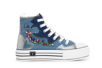 zapatillas deportivas mid en tela vaquera con pedrería jeans 38