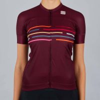 sportful womens velodrome short sleeve jersey - m - red wine
