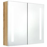 armario de bano con espejo y led blanco y roble 62x14x60 cm vidaxl