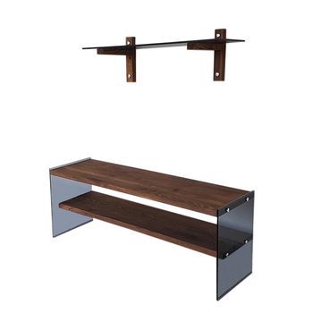 Mueble Tv Con Estante Tv101 Nogal