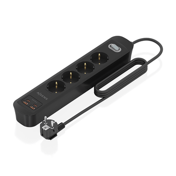 AISENS Regleta de Enchufes Multifuncion con 4 Tomas Cargador PD3 0 20W 2xUSB C 2xUSB A 1 4m Negro