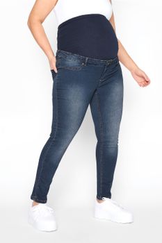 Bump It Up Maternity Vaqueros Azules Pitillo Con Banda Abdomen