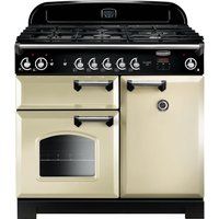 rangemaster classic 100 gas range cooker - cream  chrome cream