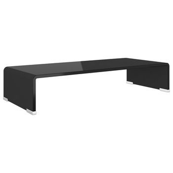 Soporte Para Tv | Mueble De Salón | Armario Tv/elevador Monitor Cristal Negro 60x25x11 Cm