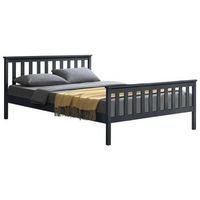cama doble hellnar de pino - con listones y reposacabezas 180 x 200 cm - gris oscuro encasa
