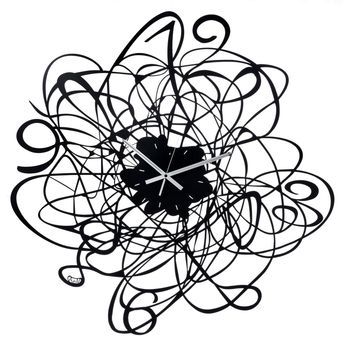 Reloj De Pared Big Doodle Ø90 Cm En Hierro Negro Con Números Y Marco Tejido Diseño Decorativo Moderno Agujas Blancas Fabricado En Italia