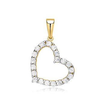 8 quilates colgante corazón circonita oro