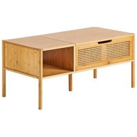 mesa de centro de bambu 99 x 48 cm con tablero elevable para almacenaje muebles de sala estilo boho natural surrey