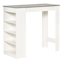 mesa de bar 115x50x1027 cm blanco y gris