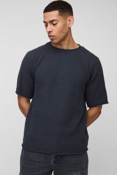 Camiseta Recta De Punto Gofre, Gris