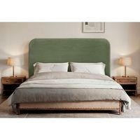 dhome cabecero verde selva curvo tapizado en pana 160cm con altura 70cm para pared acustico absorbente cabezal cama dormitorio verde selva 160cm
