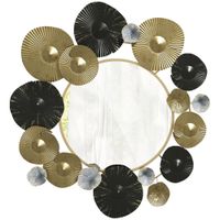 homcom adorno de pared metalico con espejo decorativo para salon dormitorio pasillo 84x84 cm dorado y negro