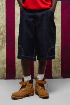 Longline Deconstructed Denim Jorts, Azul