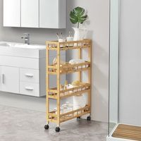 carro de servicio pyhajoki con ruedas bambuplastico 96 x 60 x 18 cm natural encasa