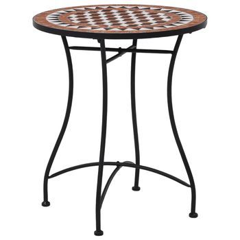 Mesa Y Sillas De Bistró 3 Piezas | Mueble De Jardín Con Mosaico Cerámica Terracota