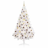 medio arbol de navidad con luces y bolas blanco 120 cm vidaxl