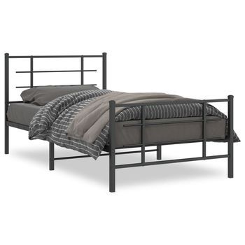 Cama Para Adulto | Cama Individual | Estructura De Cama Con Cabecero Y Estribo Metal Negro 100x200cm