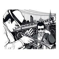 papel pintado 3d - nueva york musica jazz 400x309 cm