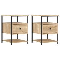pack 2 uds mesitas noche  mesa auxiliar  mesilla madera ingenieria roble sonoma 40x42x56 cm