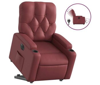 Vidaxl sillón elevable eléctrico cuero artificial rojo tinto