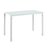 mesa de comedor eschede con tablero de vidrio para 4 personas metal 105 x 60 x 75 cm - blanco encasa