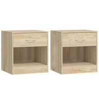 mesitas de noche 2 unidades con un cajon y estante color roble vidaxl