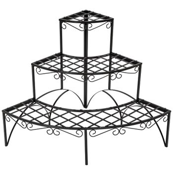 Estantería curva para maceteros con 3 niveles 60x60x60cm negro