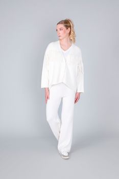 cárdigan con flecos off white