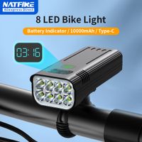 luz de bicicleta natfire de 10000mah con indicador de bateria juego de luces de bicicleta recargables usb linterna de 8 led