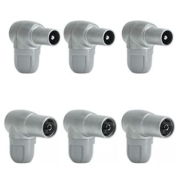 TELEVES Pack Conectores Antena TV TDT 3 uds Macho 4130 + 3 uds Hembra 4131 - Conectores CEI acodado blindado para cables coaxiales de 6,9mm