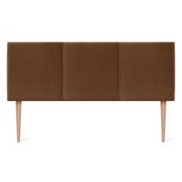 cabecero de terciopelo liso con tres paneles 145x105cm con patas camas 135140 - marron