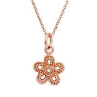 cadena de plata chapada en oro rosa con colgante de flor