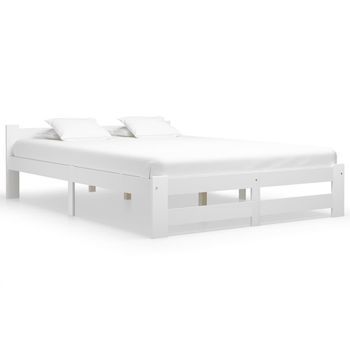 Estructura De Cama Sin Colchón Madera De Pino Blanco 140x200 Cm Vidaxl