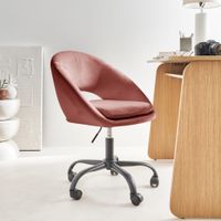 silla de oficina de terciopelo con ruedas rosa viejo
