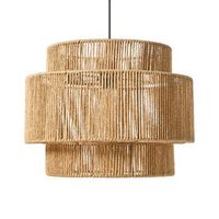 lampara colgante boho con pantalla de cuerda de papel de techo negro mate natural wokiro