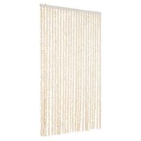 cortina antimoscas chenilla beige y blanco 100x200 cm