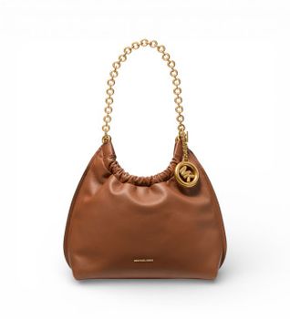 Michael Kors para mujer. 32S6A50C6L Bolso fruncido marrón (OSFA), Casual, Piel