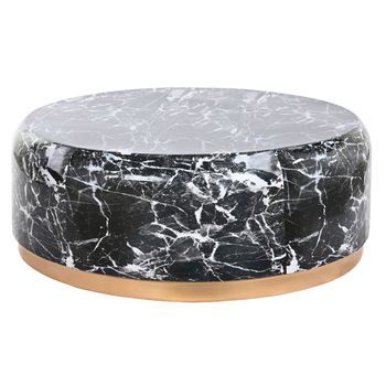 Mesa Centro Hierro 120x120x46,5 Simil Marmol Negro