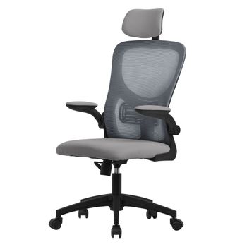 Silla de oficina gris ergonómico acolchado regulable y giratoria