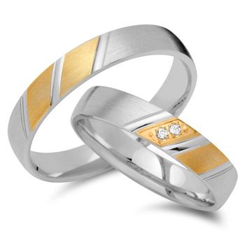 Alianzas 18 quilates oro amarillo-blanco 2 diamantes