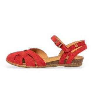 El Naturalista para mujer. 252071381005_008 Sandalias de Piel N5207 Stella rojo (42), Plano, Hebilla, Casual
