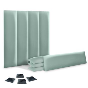 Dhome Juego De 8 Paneles Tapizados De Polipiel Premium Pack Autoadhesivos Para Pared Acústicos Absorbentes Protección (verde Agua, 60x20cm, X8)