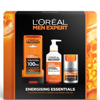 L'Oréal Paris Men Expert Energising Essentials Gift Set: Shower Gel, Cleanser and Moisturiser Complete Grooming Trio