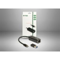 tarjeta de red inter-tech it-732 usb tipo c ethernet 25 gbits aluminio gris