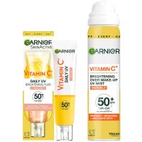 garnier vitamin c brightening spf50 mist  glow fluid sun protection bundle