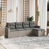 conjunto de sofas jardin con cojines 5 uds  mueble jardin mesa y sillas ratan sintetico gris cfw659045
